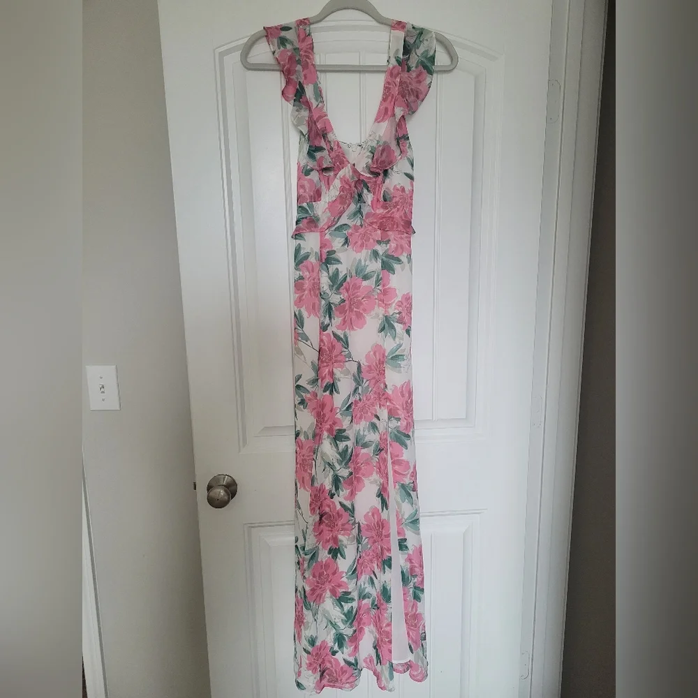 Lulu's Floral Ruffled Maxi Dress - Picture 4 of 4